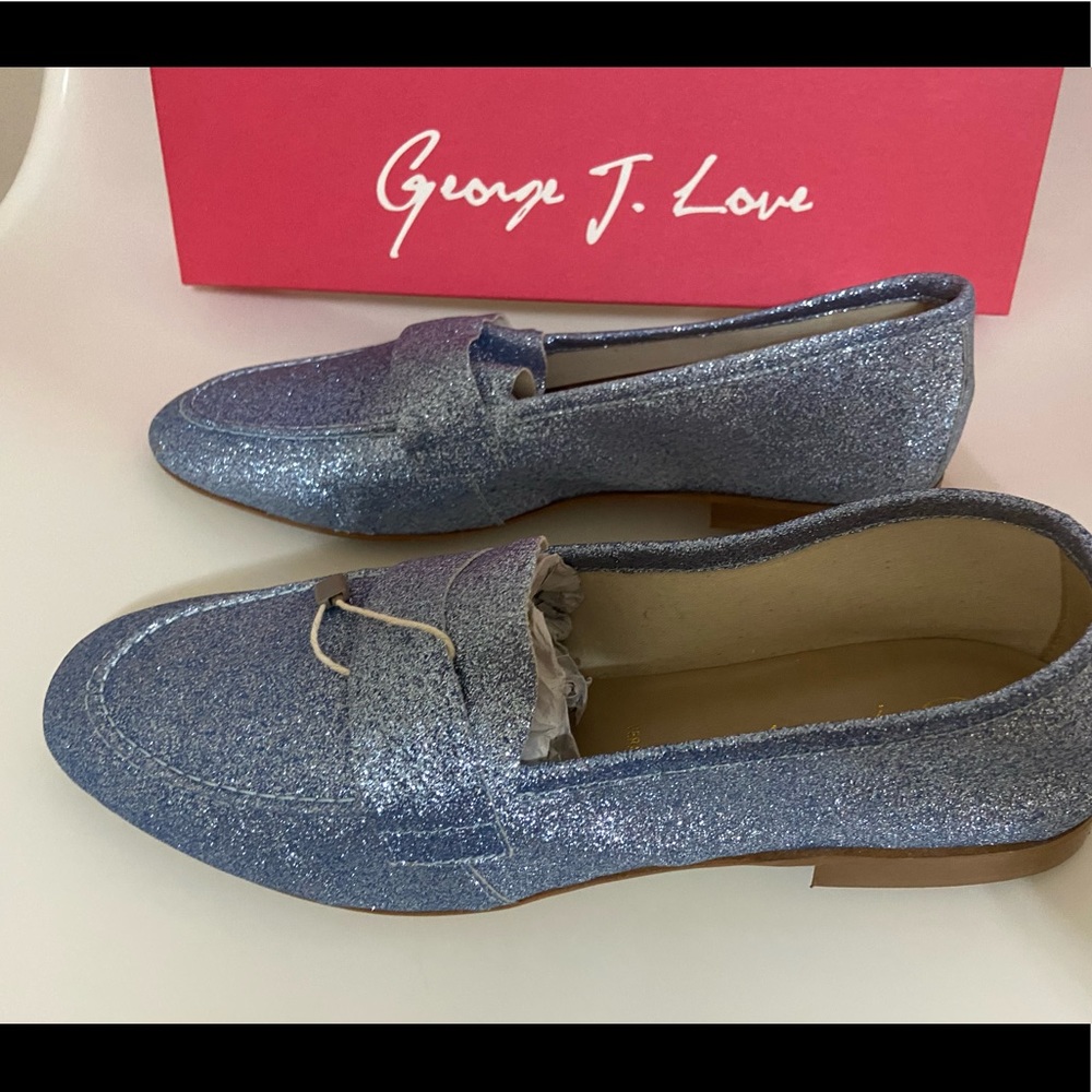 Light blue sparkly loafers/flats